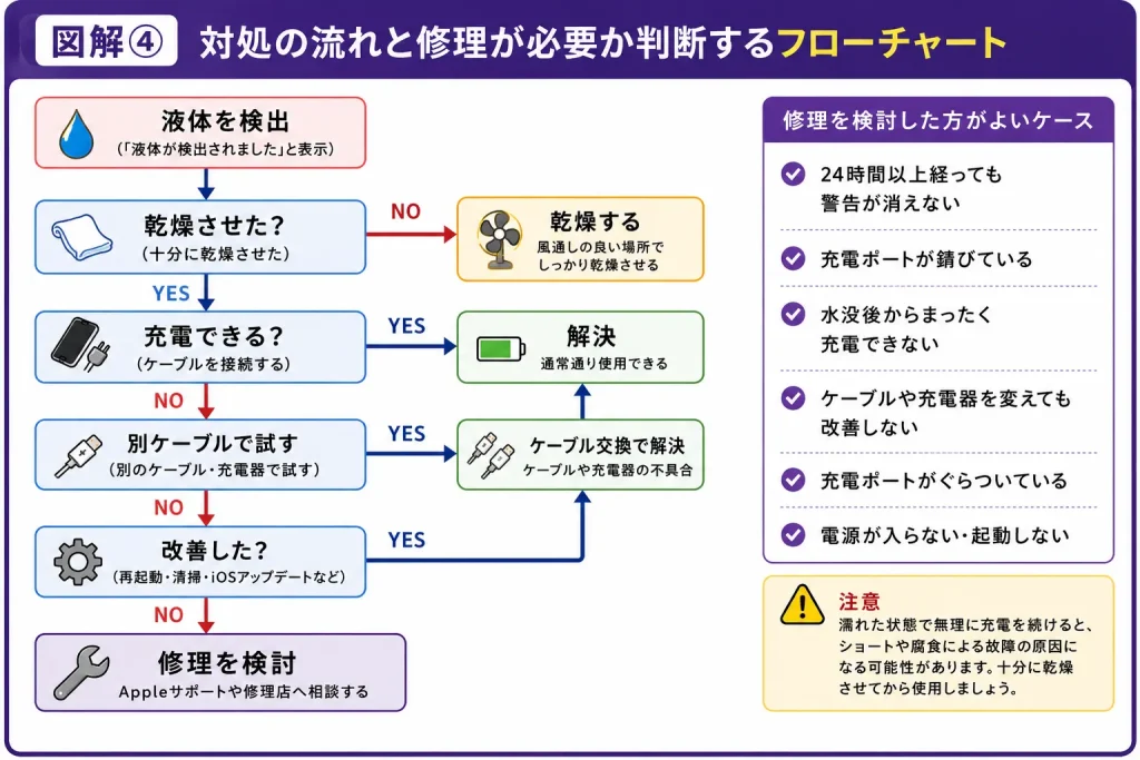 図解④ 修理が必要か判断するフローチャート