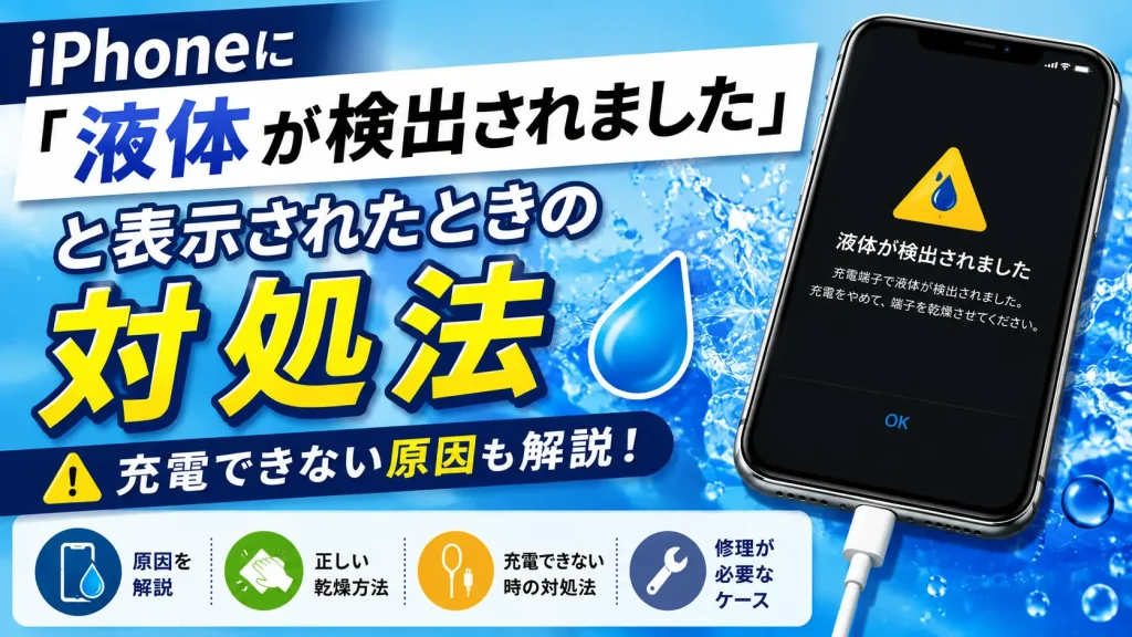 iPhoneに「液体が検出されました」と表示されたときの対処法【充電できない原因も解説】