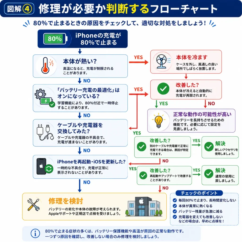 図解④ 修理が必要か判断するフローチャート