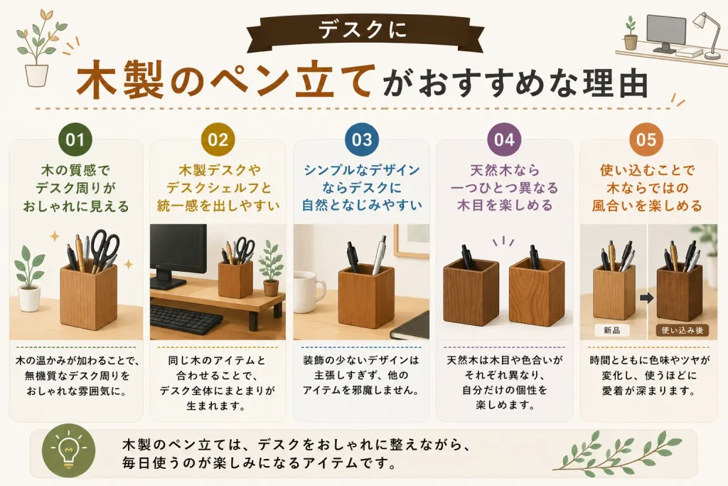 デスクに木製のペン立てがおすすめな理由